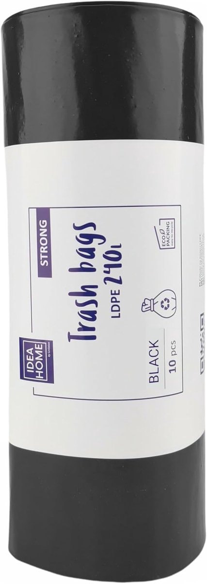 IDEA HOME Vuilniszakken 240 l, 10 stuks, sterk, vuilniszakken van kunststof, vuilniszakken voor de keuken, duurzame - ShopVlot