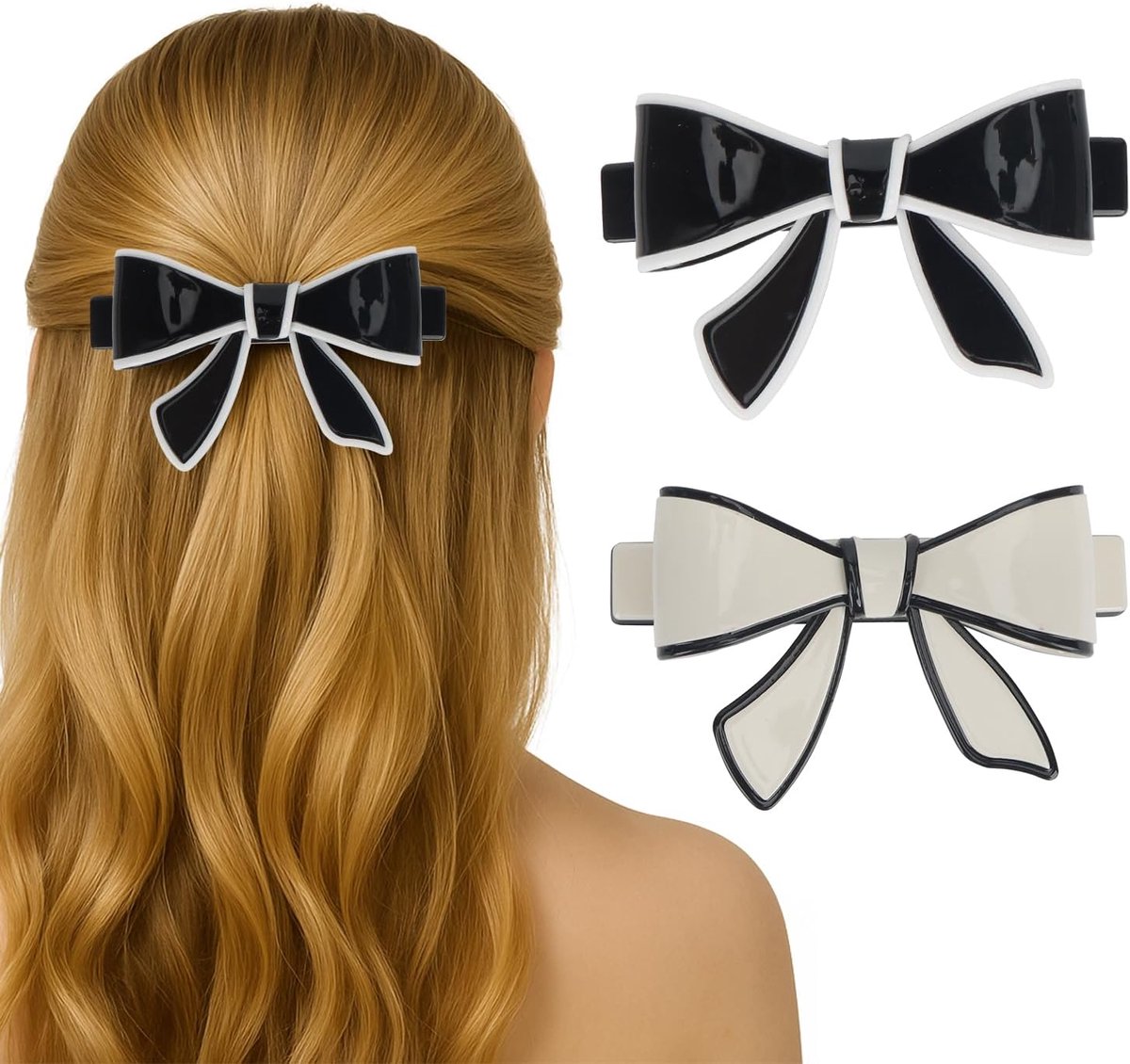 Haarspelden met strik, 2 stuks, elegante strikken, haarspelden voor vrouwen, decoratieve klauwspelden als - ShopVlot