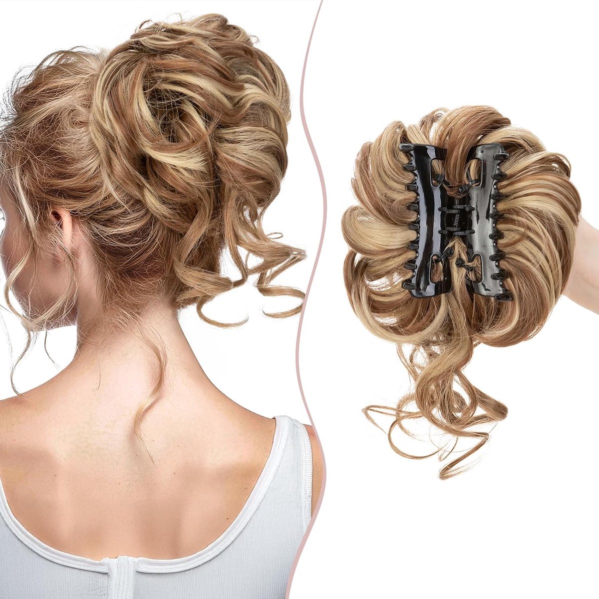 SEGO Hair Piece Clip Large Bun Hairpieces Hair Elastic Hair Extension Ponytail Braid Hair Bun for Women Grey #12H24 - ShopVlot