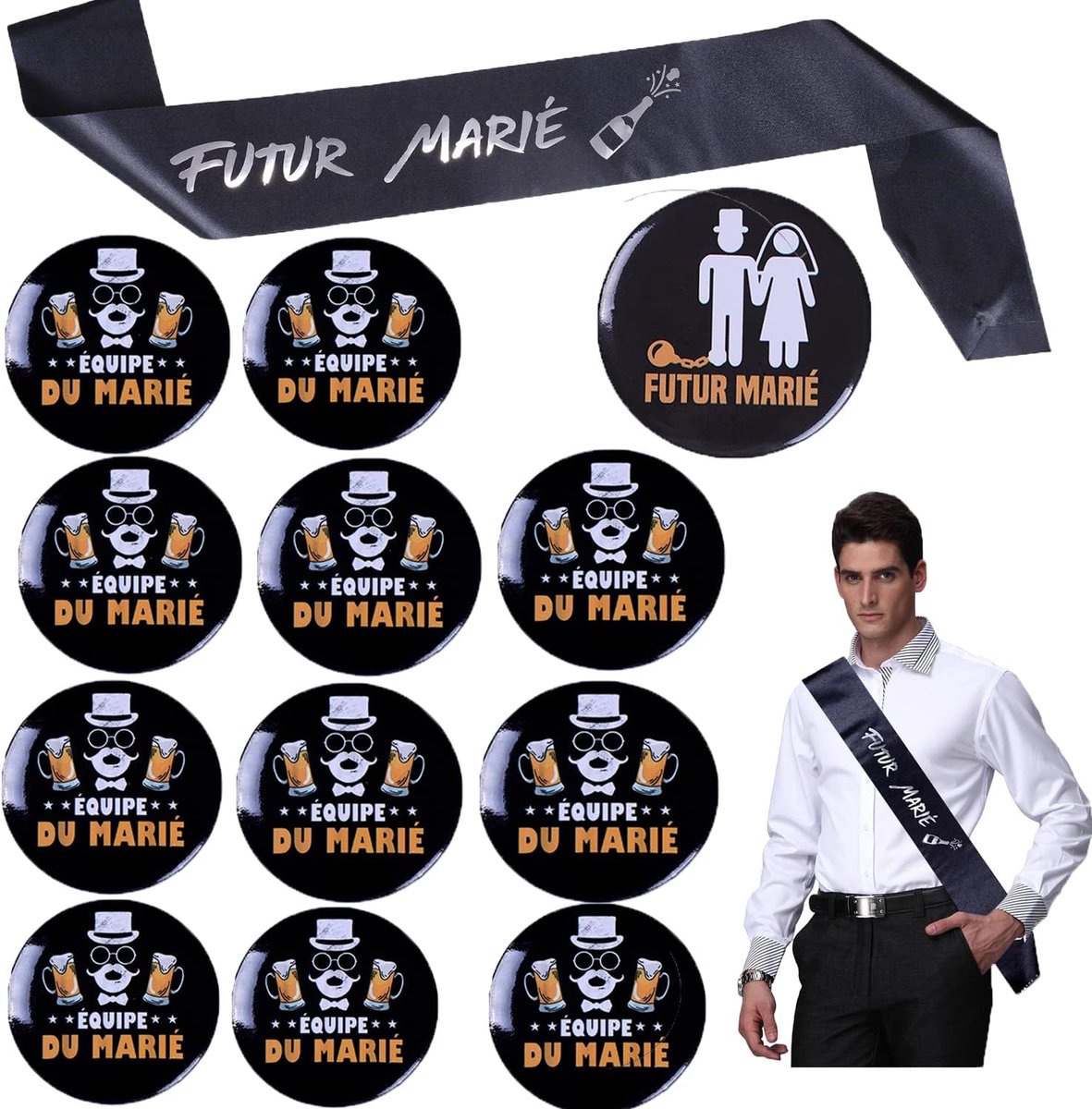 14pcs EVG Decoration Scarf for Bride + 13pcs EVG Emblems Wedding Organization Hen Party Guest Gifts for Engagement - ShopVlot