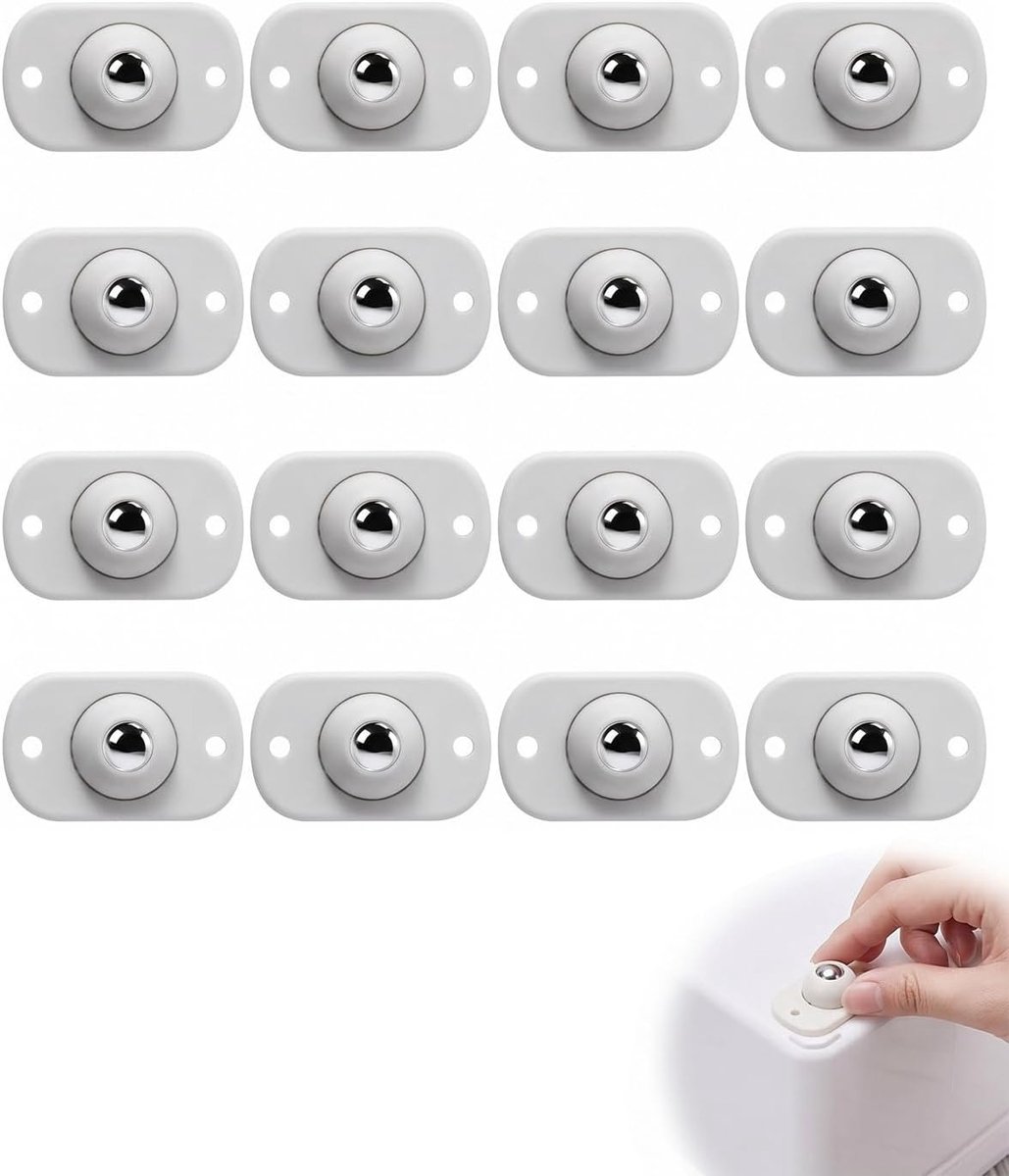 16 stuks zelfklevende meubelwielen, 360° draaibare witte kogel, mini-wielen voor kleine meubels voor het verplaatsen - ShopVlot