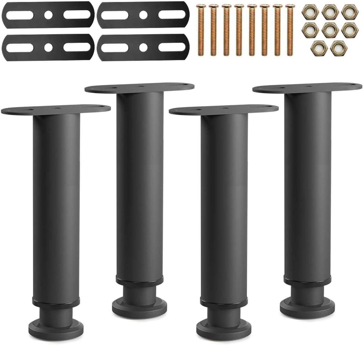 Height Adjustable Bed Legs, 25-42 cm, Metal Bed Legs, 4 Pieces Support Legs for Bed Center Bars, Robust Middle Support - ShopVlot
