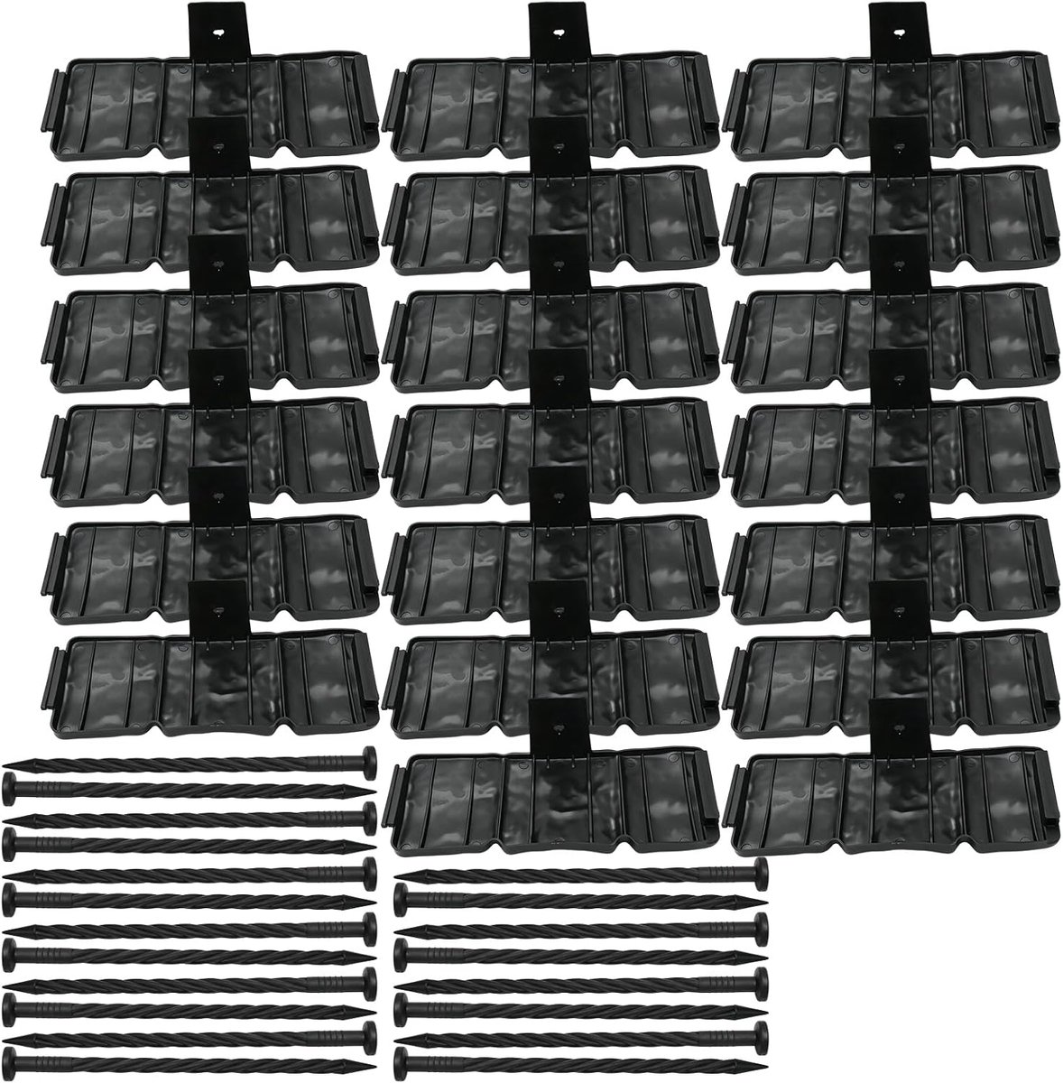 Set van 20 gazonranden van hars in steenlook, 5 m flexibele bloembed omranding met grondpennen, begrenzingshek voor - ShopVlot
