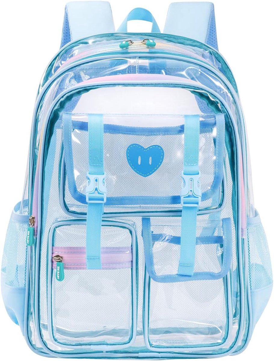 casalora-Transparante rugzak – doorzichtige tas – verstelbare schouderbanden – meerdere compartimenten – optimale opbergruimte – geschikt voor dagelijks gebruik, evenementen, sport & reizen – blauw