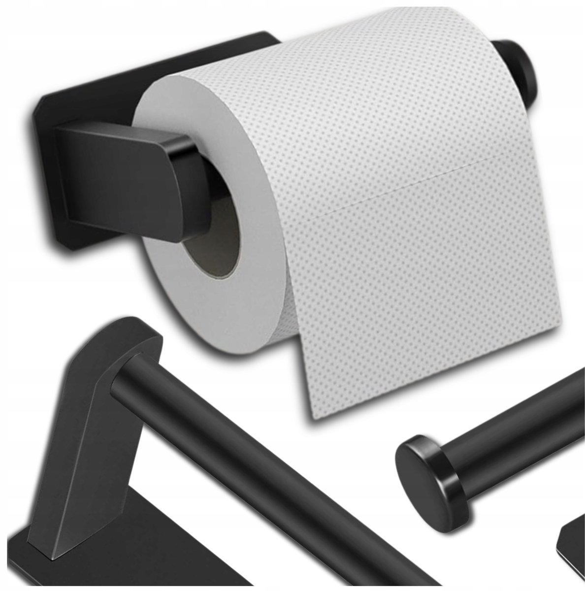 Zelfklevende Toiletrolhouder Zwart Metaal - Loft Stijl