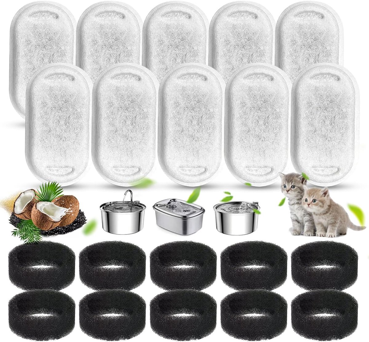 carmdering - Filter Kattenfontein - 10+10 Stuks - Drinkfontein Filters - Filter Waterfontein Kat - Filter Drinkfontein Kat Navulling - Drinkfontein Filters Navulling - Waterfilter & Sponsfilter