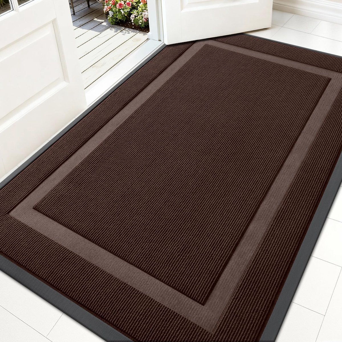 Homaxy - Deurmat - Voordeurmat - Rubberen achterkant - Waterdicht en kleurvast -puur bruin - 89X150cm