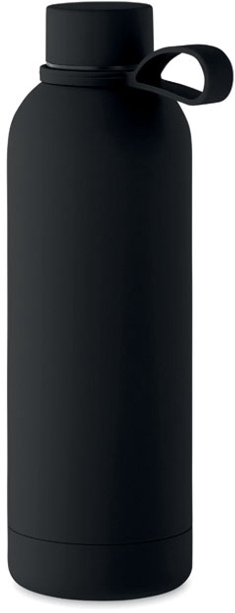 Dubbelwandige vacuüm isolerende fles van gerecycled roestvrij staal 500 ml Zwart