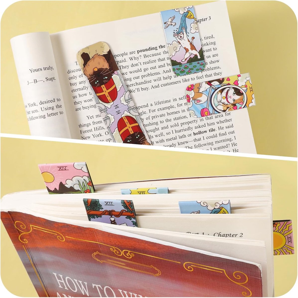 JSRQT 20 Pcs Cat Bookmarks Magnetic Tarot Bookmarks with Magnet Book Accessories Magnetic Bookmarks for Students - ShopVlot