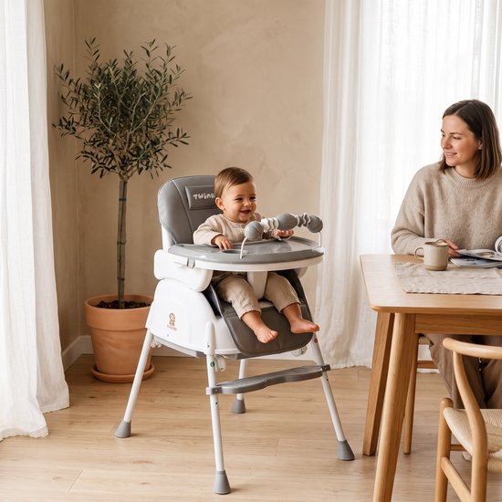Twinky® Kinderstoel - 2-in-1 Kinderwagen Set - Grey - Inklapbare Eetstoel & Baby Wagentje en Babystoel Voor Aan Tafel - Kinderzetel, Peuterstoeltje en Meegroeistoel in 1 van Twinky — afbeelding 5
