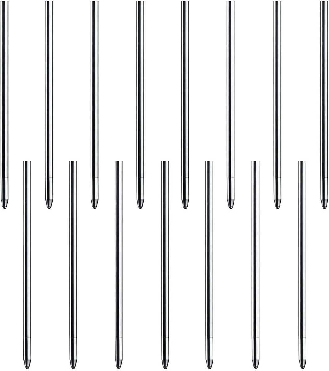 Set of 15 Black Metal Refills, Ballpoint Pen Spare Refills, Ballpoint Pen Accessories, Leather and Office Supplies - ShopVlot