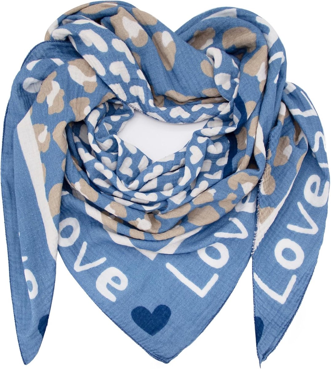 Glamexx24 Women's Scarf Love Heart Triangle Cotton Triangle Scarf for Spring, Summer Autumn Winter, 210cm x 125cm x - ShopVlot