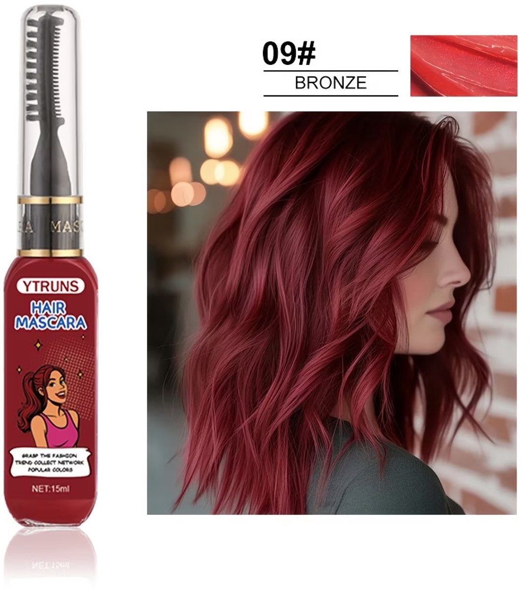 Tijdelijke Haarmascara 9 Bronze – Uitwasbare Haarkleur voor Highlights & Styling