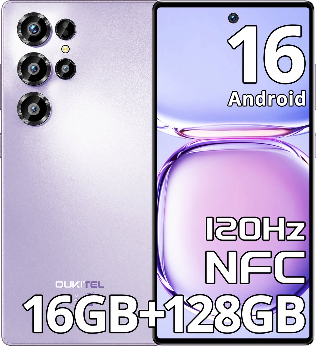 OUKITEL C66 Smartphone 4G-16 RAM-128ROM-6.73 inch HD 120HZ-5000 mAh-64MP camera-Android16