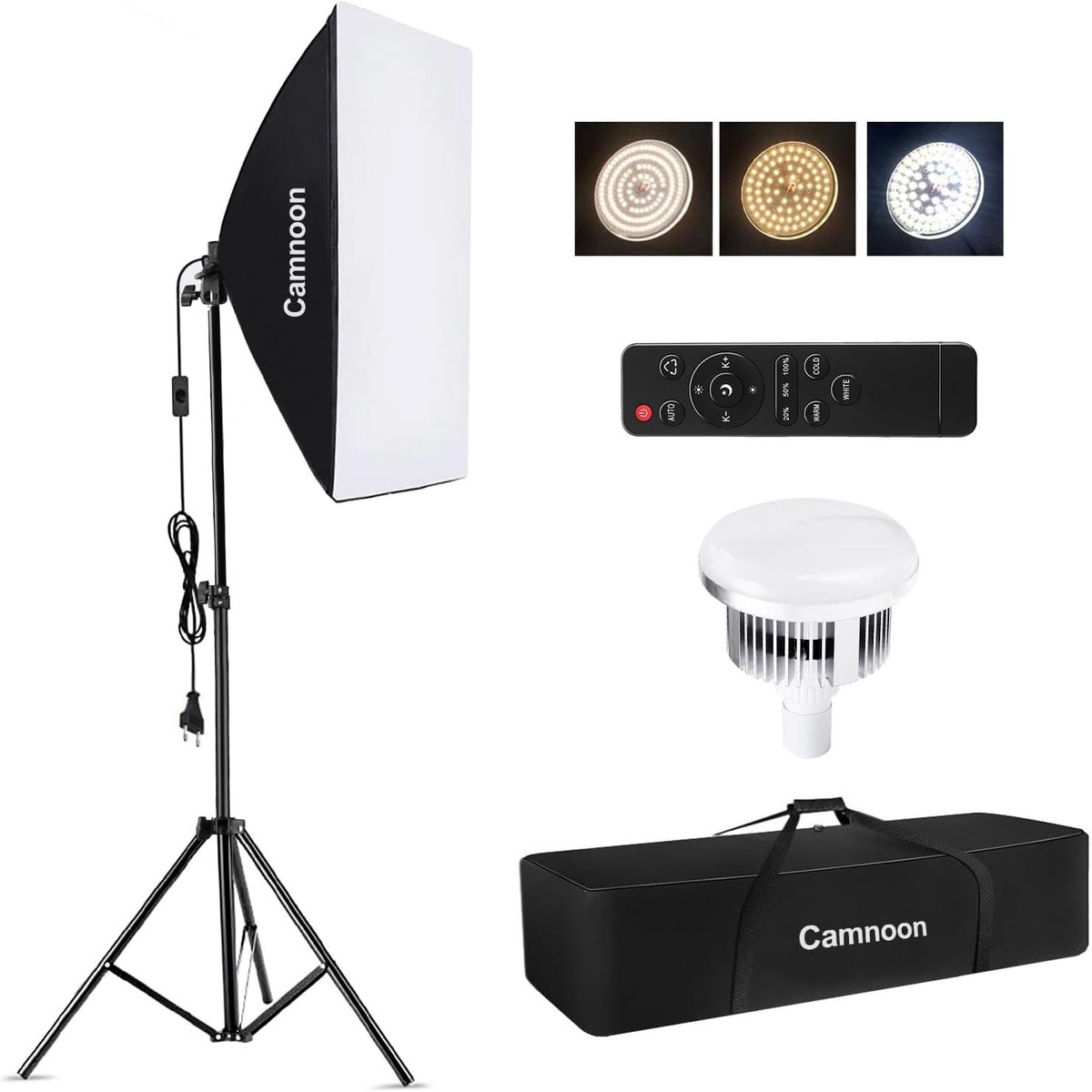 Softbox Photo Studio Set with 1 x 85 W, 3000 K-6000 K LED Light with Two-Tone Temperature, 1 x 50 x 70 cm Softbox, 1 x - ShopVlot