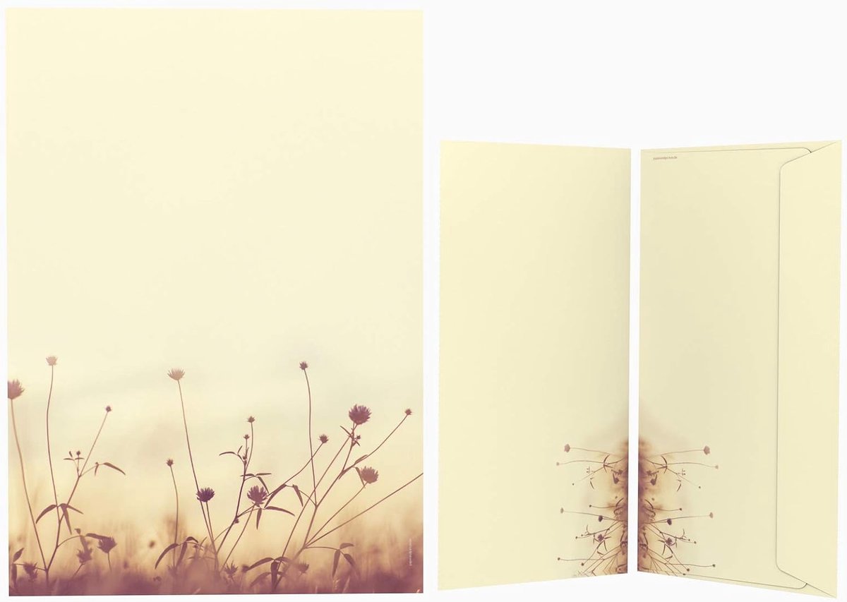 Papier Set Grassen in de Wind - 50-delige set - inclusief 25 enveloppen - perfect voor correspondentie - ShopVlot