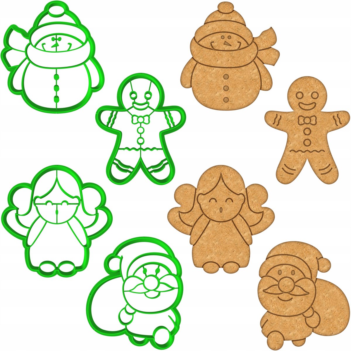 4x Kerstkoekjes Uitsnijders Set XXL - Vrolijke Kerstvormen
