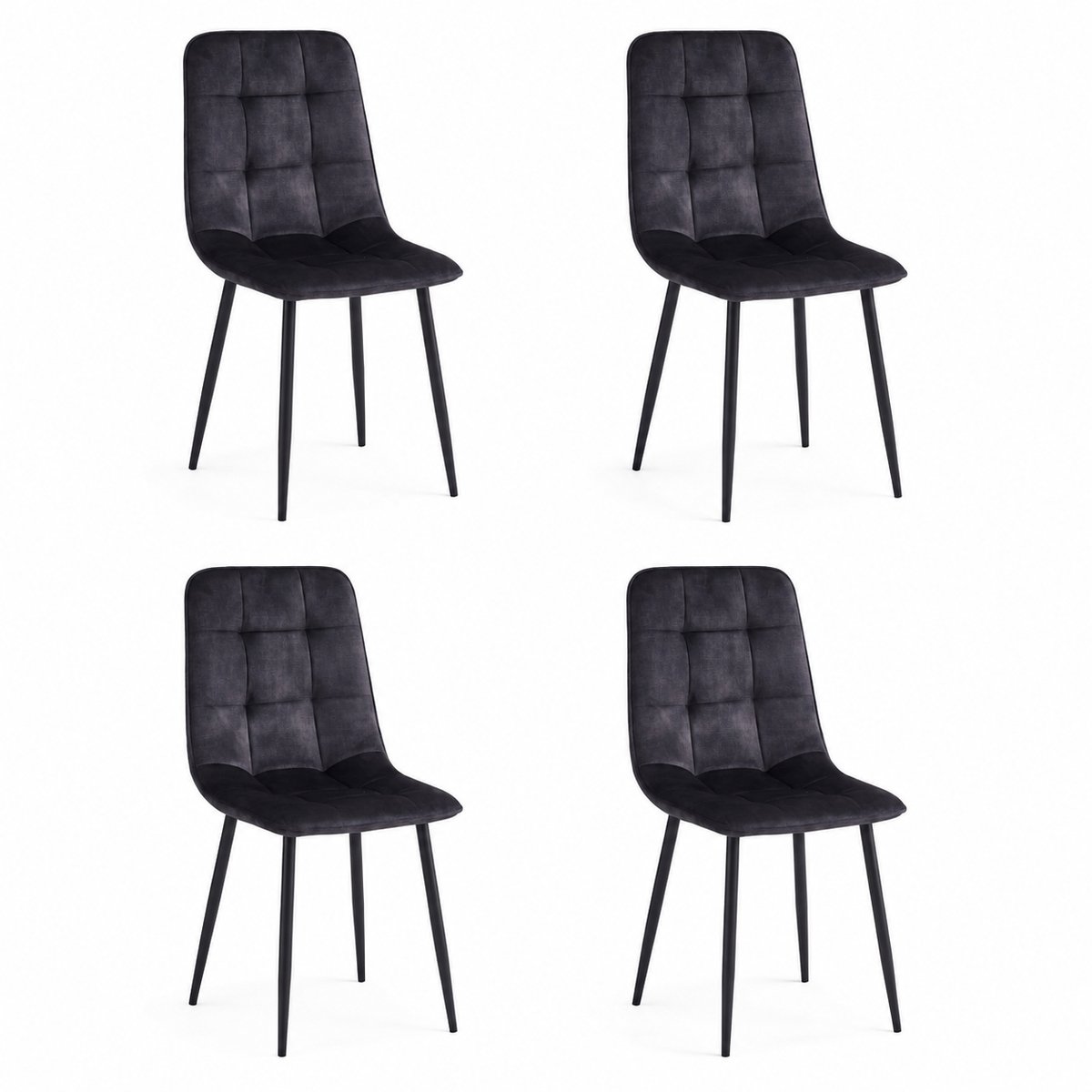 Colenis - Ela Eetkamerstoel - Set Van 4 - Donkergrijs - Adoré Velvet - Design