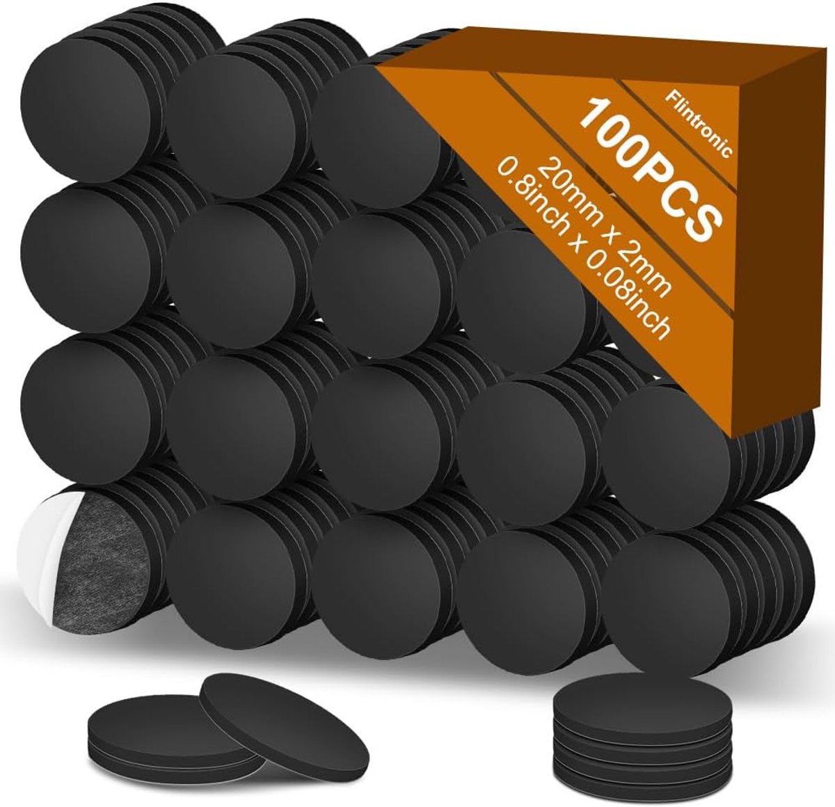 Zelfklevende magneten 20 mm - ronde flexibele stippen - ideaal voor knutselen en whiteboards - 100 stuks - ShopVlot