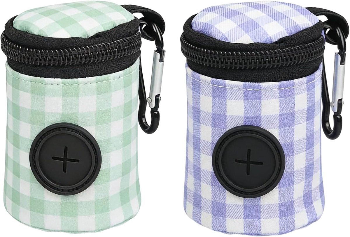 Poepzakdispenser 2-pack - Netmateriaal - Met karabijnhaak - Ideaal voor wandelen - ShopVlot