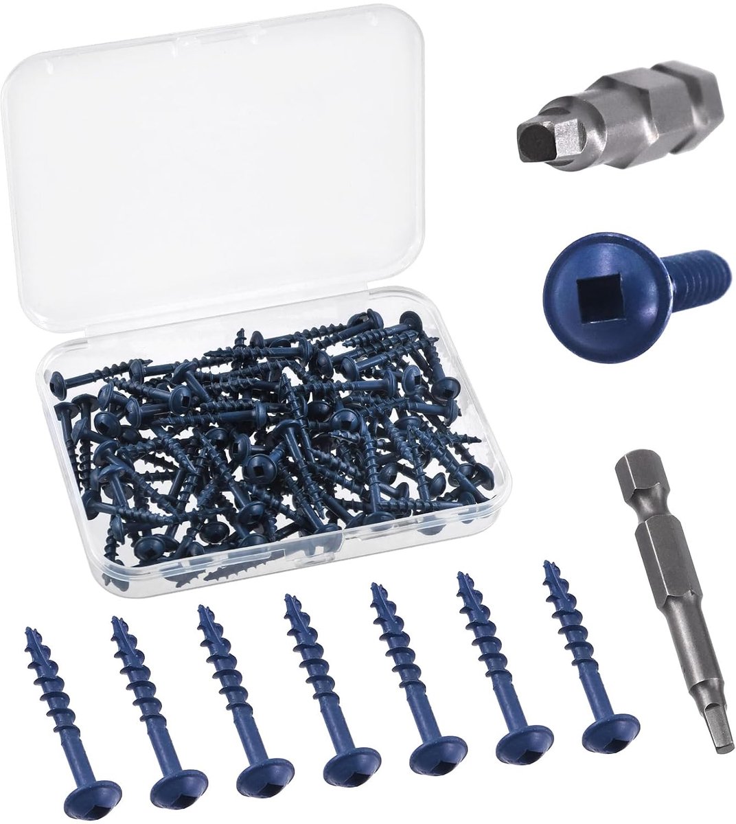 Pocket Hole Schroeven 100St#8×1-1/4" - Coarse Wire - Blauwe Coating - Eenvoudige installatie - ShopVlot
