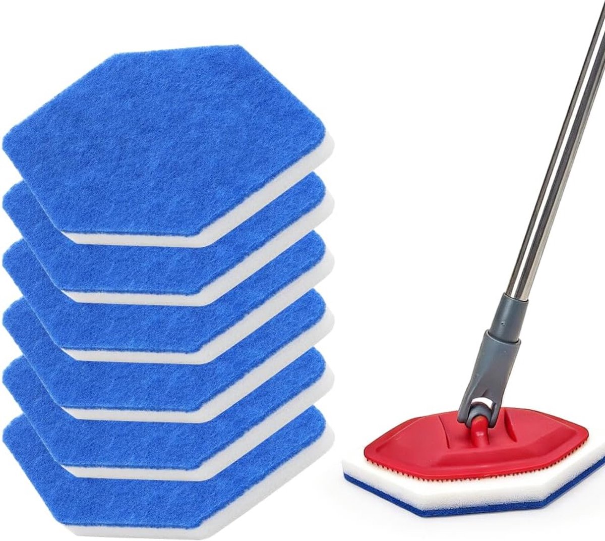 Mop navullingen set van 6 - hexagonale spons - vervangingen voor badkamer en bad - ideaal voor grondige reiniging - ShopVlot