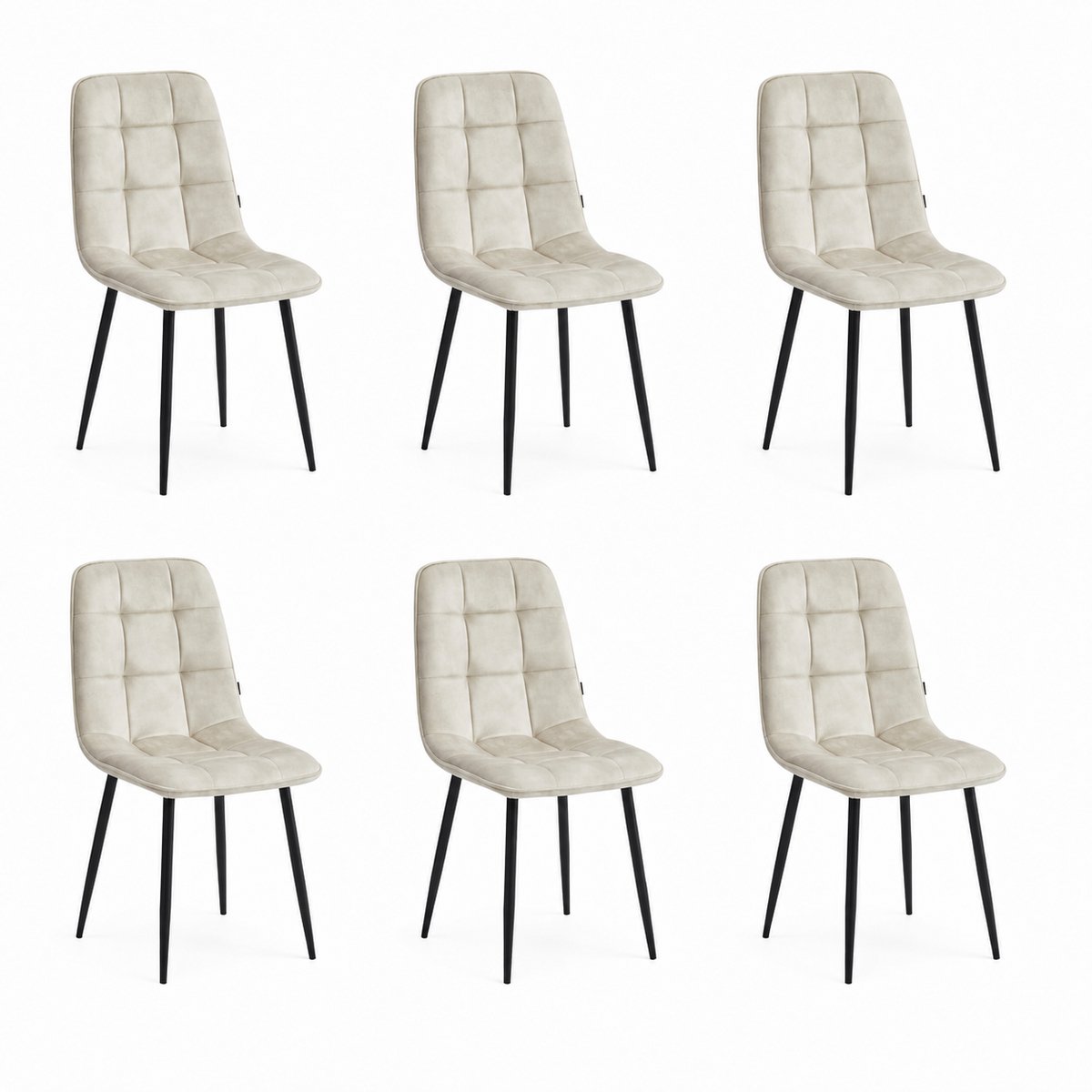 Colenis - Ela Eetkamerstoel - Set Van 6 - Beige - Adoré Velvet - Design