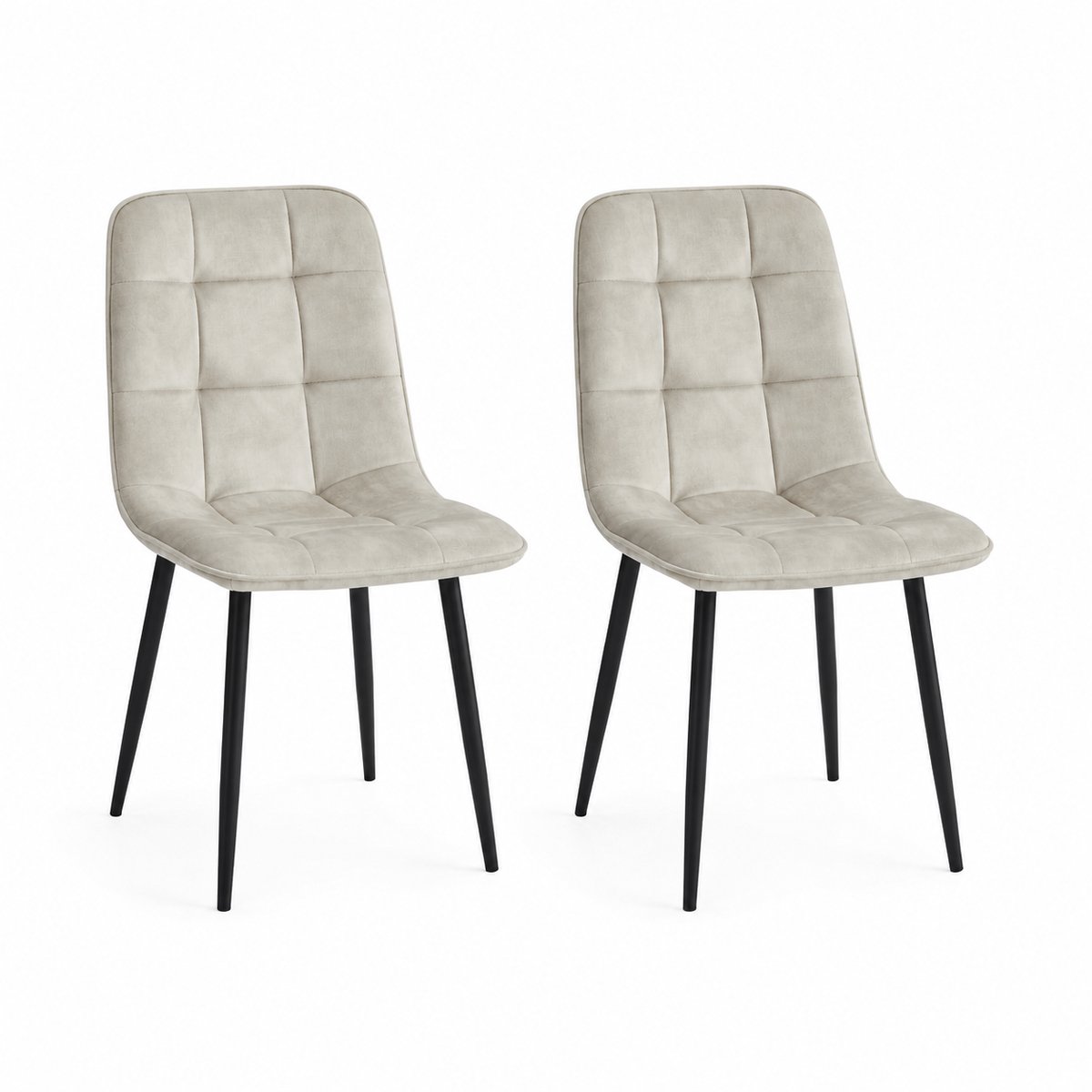 Colenis - Ela Eetkamerstoel - Set Van 2 - Beige - Adoré Velvet - Design