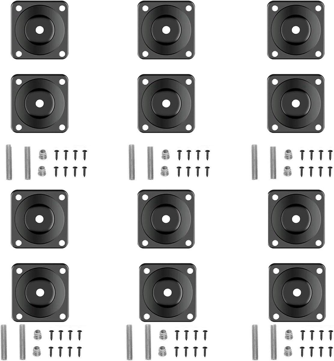 Meubelbevestigingsplaat 4-delig - Zwart staal - Voor sofa, stoel, kast, eettafel - Duurzaam en roestvrij - ShopVlot