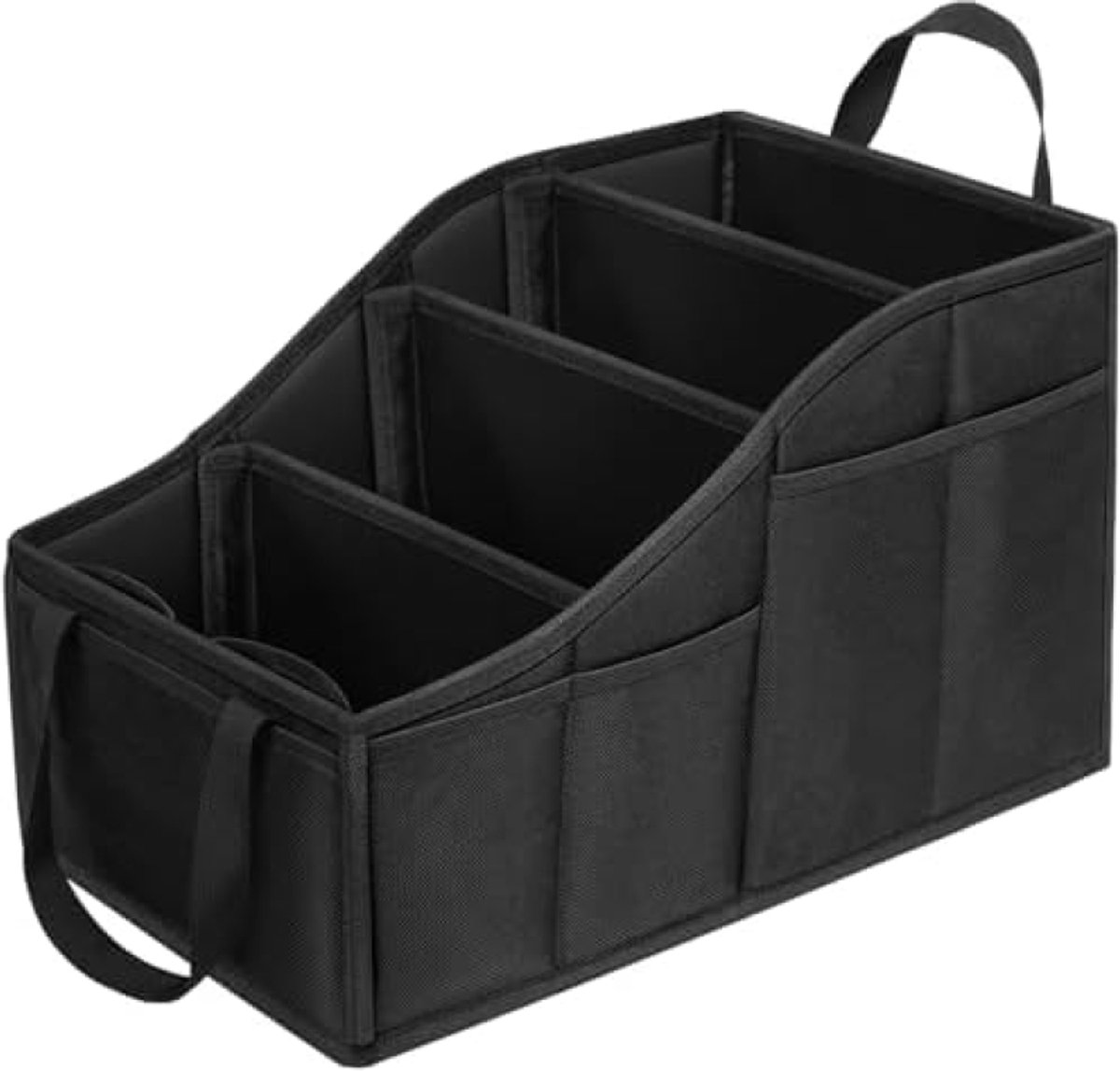 Huis Geluk Auto Organizer voor Kinderen – 4 Vakken & 4 Bekerhouders, Opvouwbaar, Zwart