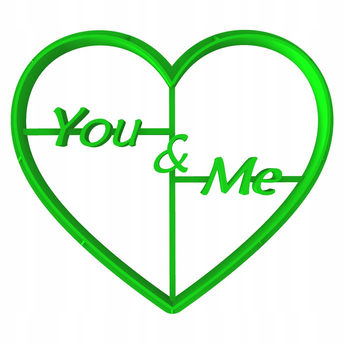 Valentijnsdag Hart Koekjesvorm "You & Me" - 8cm