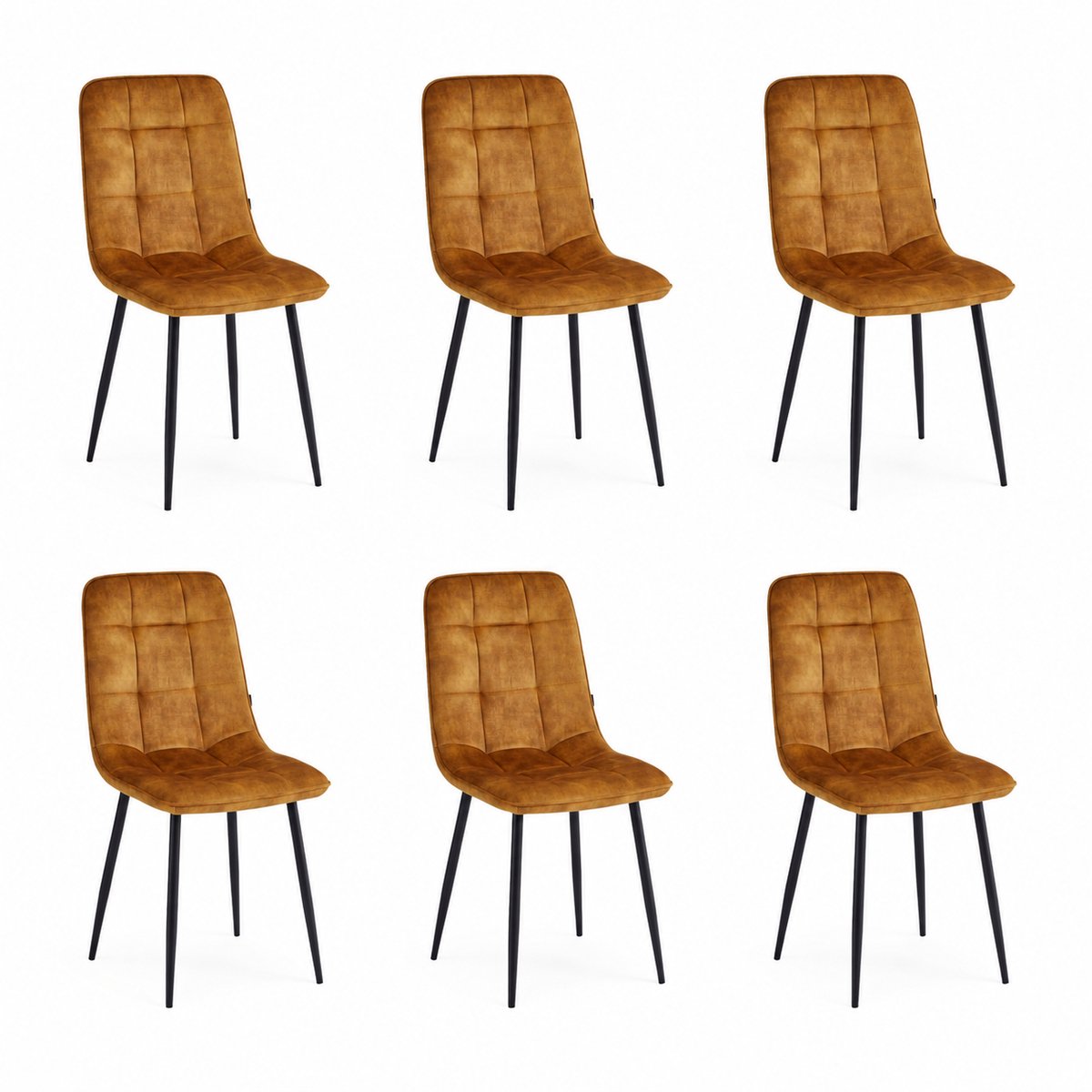 Colenis - Ela Eetkamerstoel - Set Van 6 - Honey - Adoré Velvet - Design
