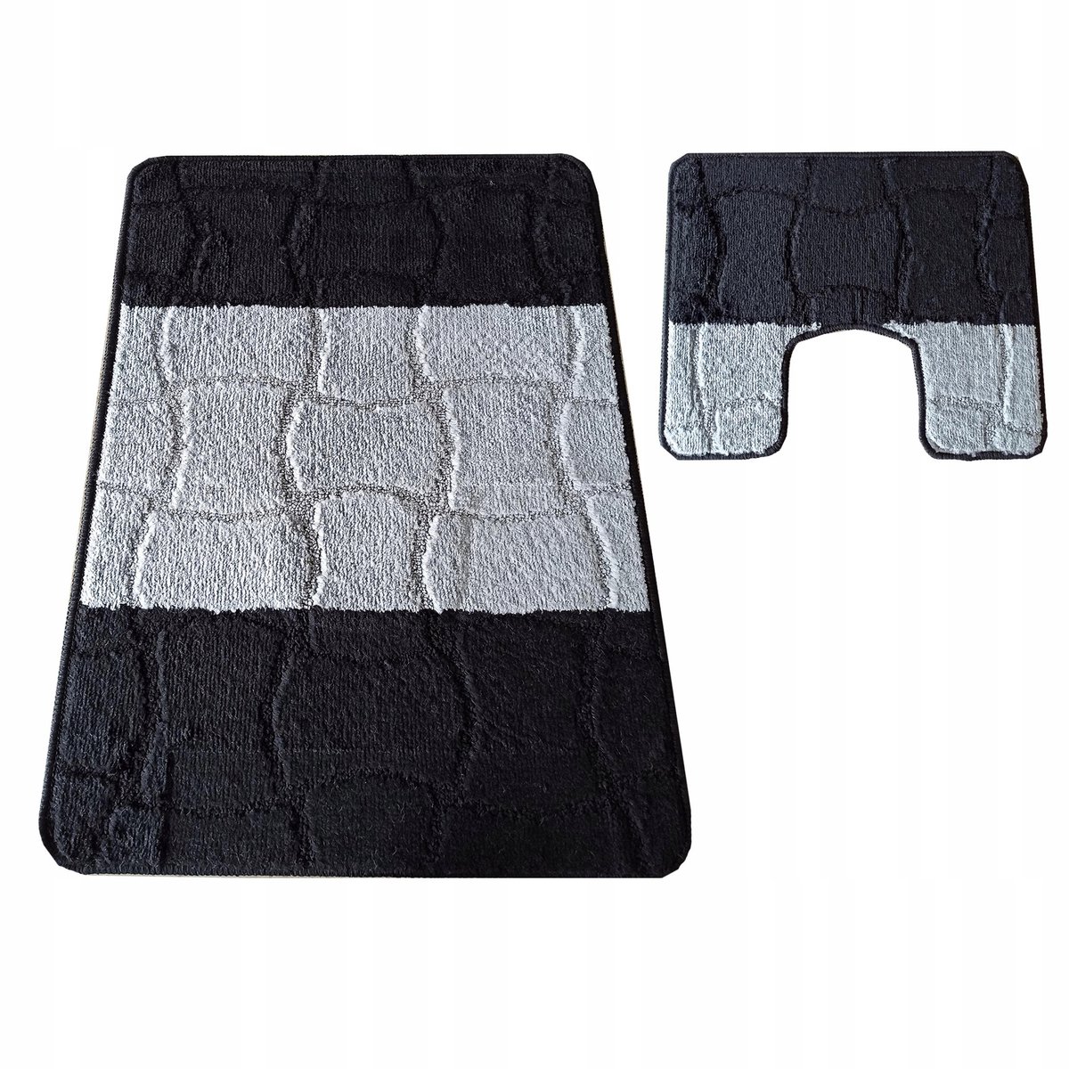 Monti Sariyer Zwarte Badmatten Set 50x40 & 50x80 cm