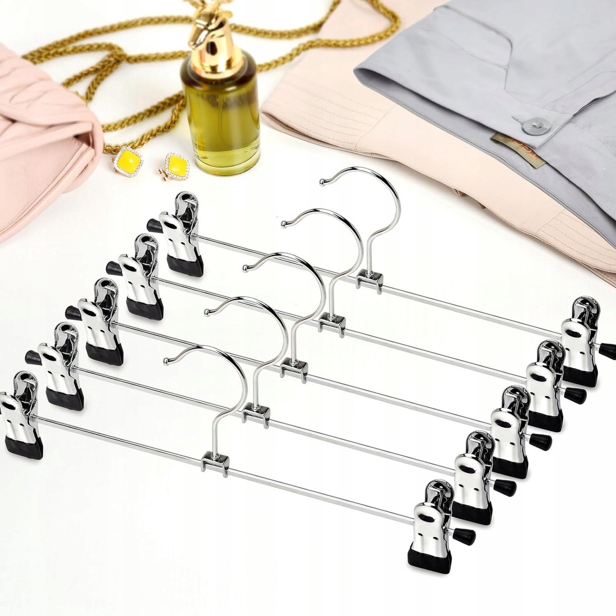 24x Antislip Metal Kledinghangers met Verstelbare Clips - 30x11cm