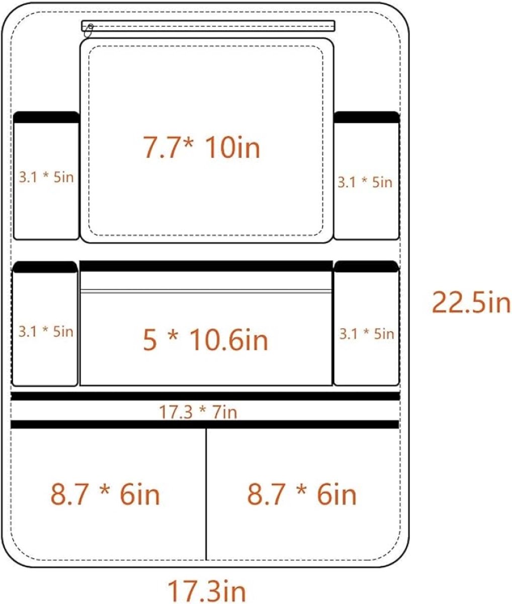 Huis Geluk Autoorganisator Autostoel Organizer 4e generatie – Verbeterde Car Organizer Achterbank voor tablet tot 10,5 inch, 9 zakken, Kids Toy Storage, Waterbestendig Achterbank Protector