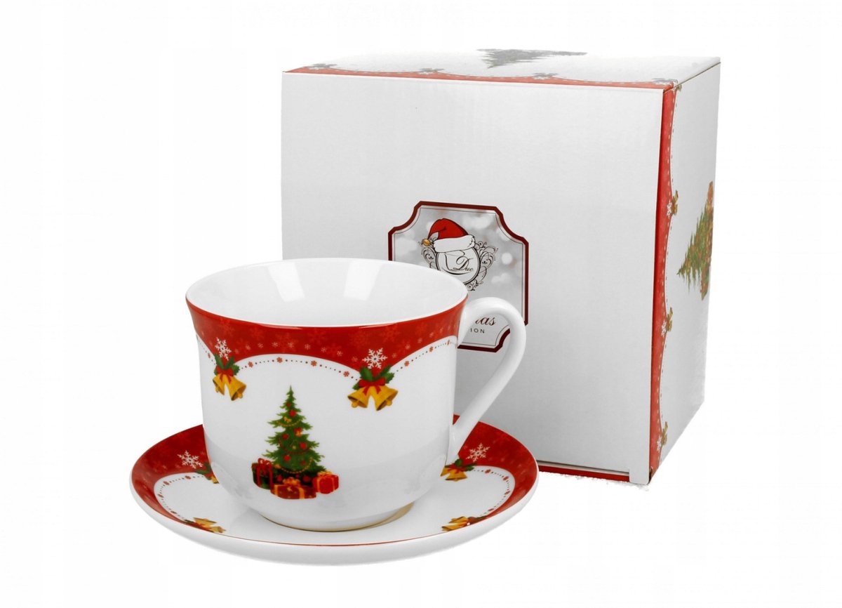 Jumbo kop en schotel set 'Kerstboom' 460ml, porselein