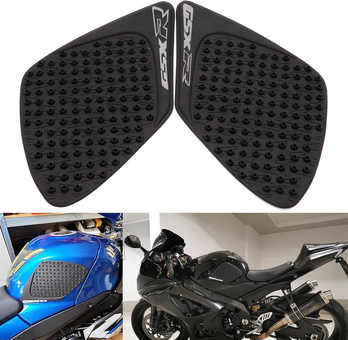Universele tankbescherming voor motorfiets, 2 stuks, vintage zwarte rubberen motortankstickers voor tank. Biedt grip - ShopVlot