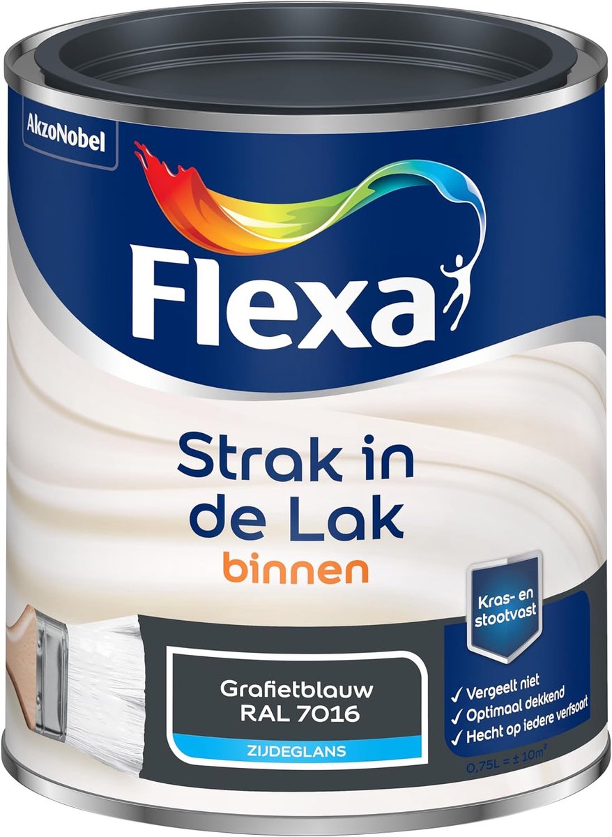 Lakverf 0.75 liter - Satin - Grafietblauw - Kras- en stootvast - ShopVlot