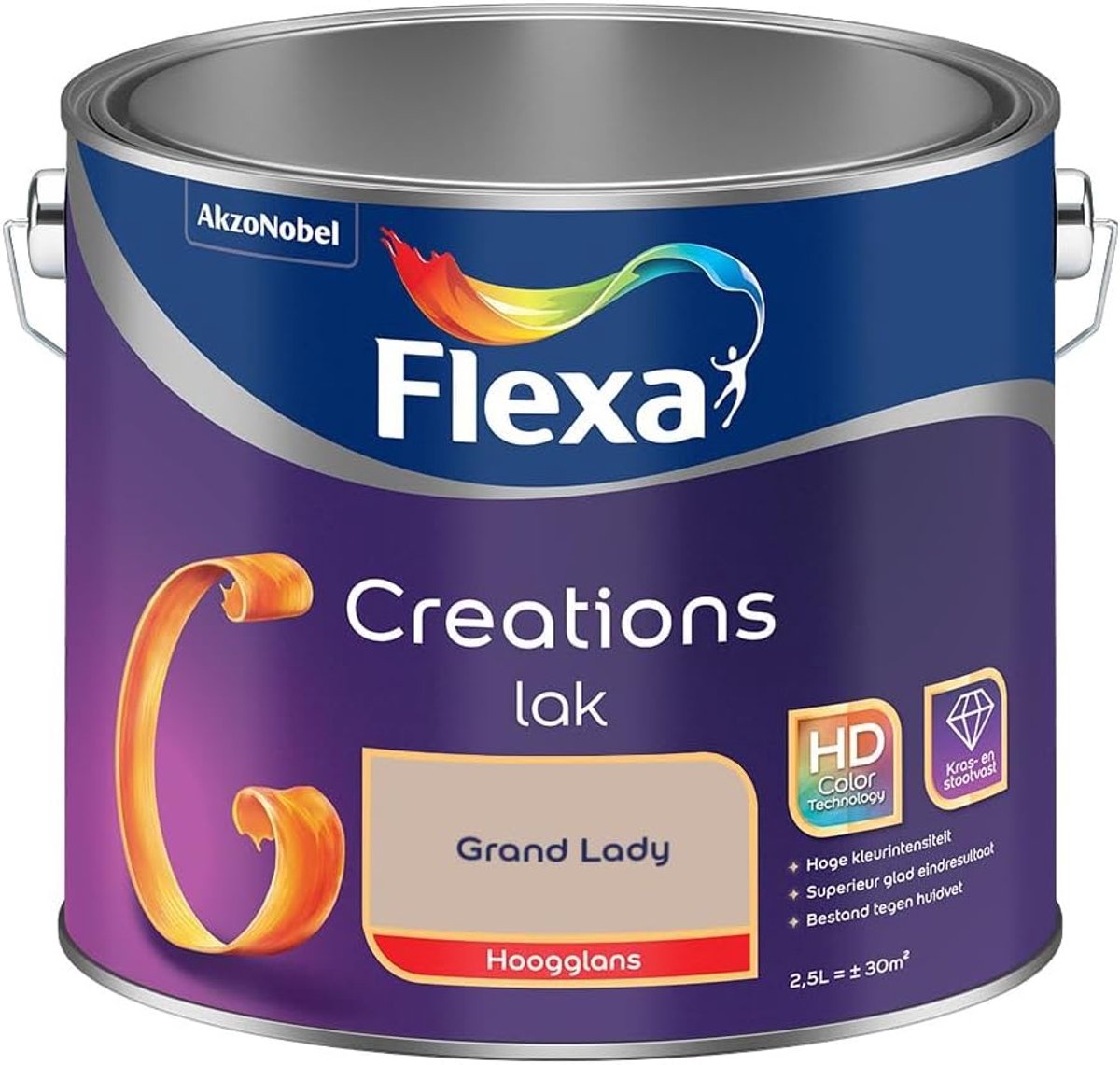 Lak hoogglans 2.5 liter - Grand Lady - perfecte dekking - voor een stralende afwerking - ShopVlot