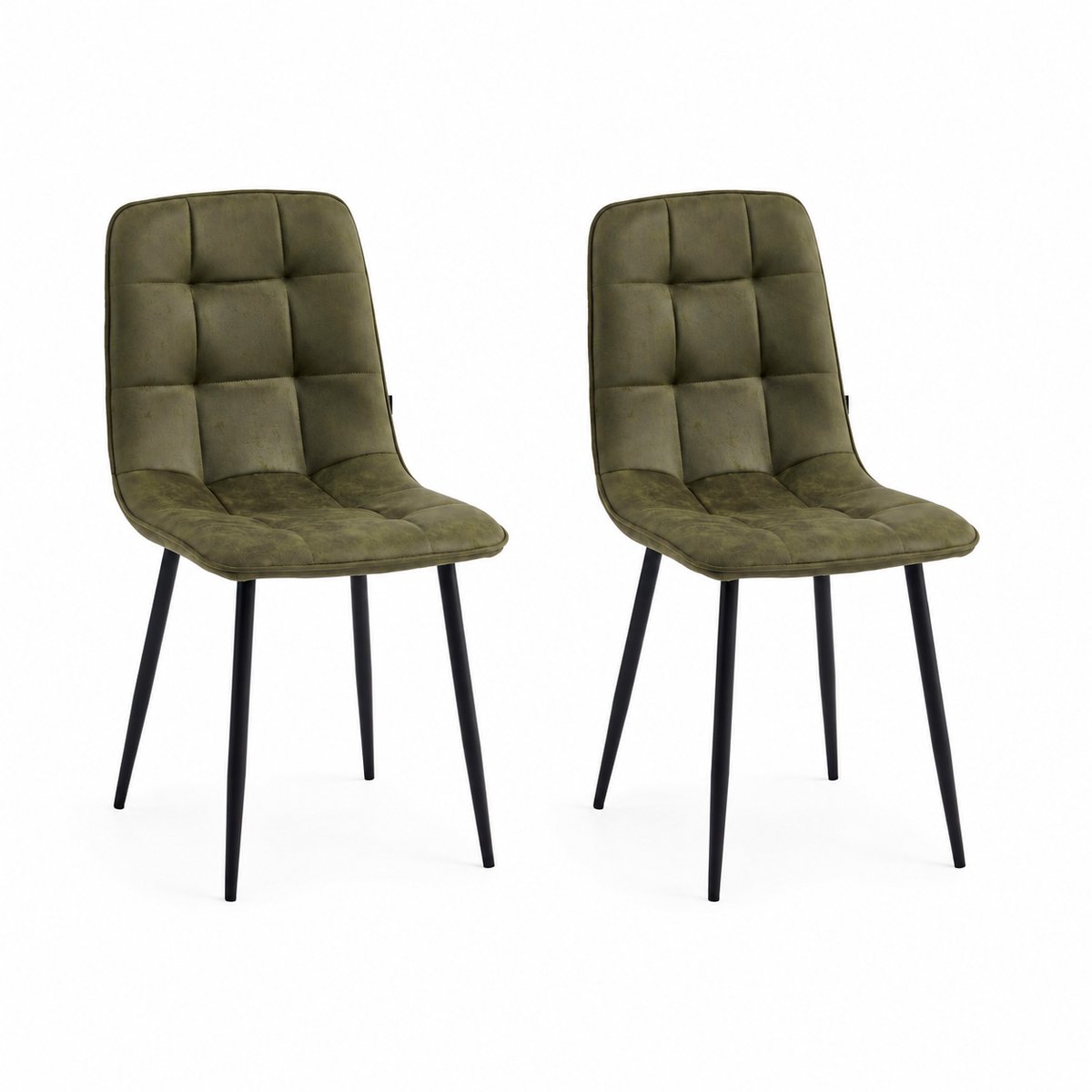 Colenis - Ela Eetkamerstoel - Set Van 2 - Groen - Microvezel - Design