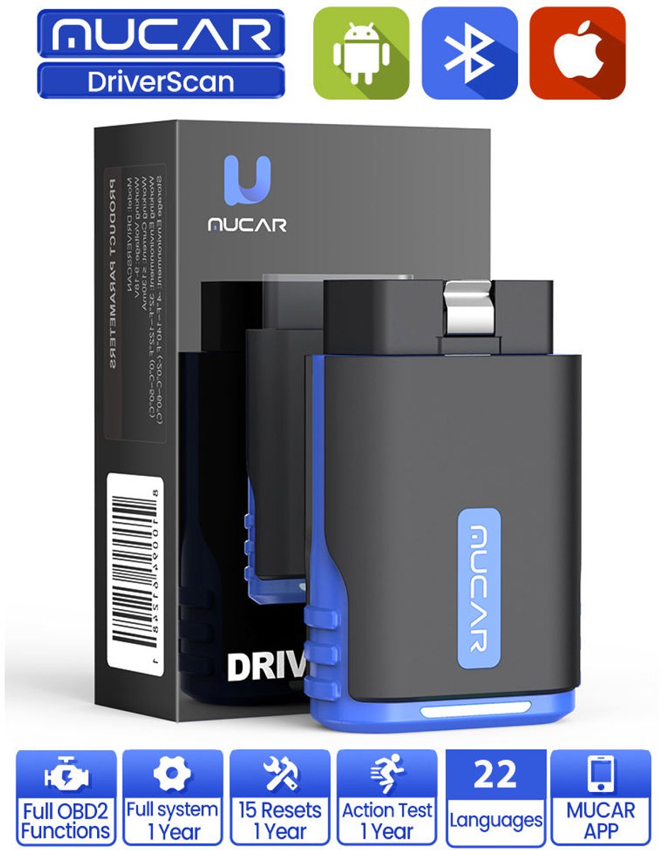MUCAR DriverScan OBD2 Bluetooth scanner - Android en iOS