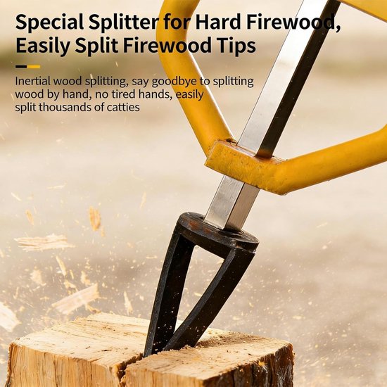 Houtkloofmachine Handmatig - Splijthamer - Open Haard Hout - Inertie Principe - 99 cm - Geel — afbeelding 4