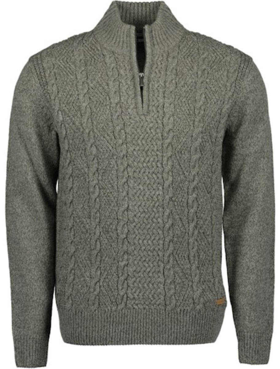 Blue Seven - heren - Trui 376541 grijs gebreid korte rits maat L