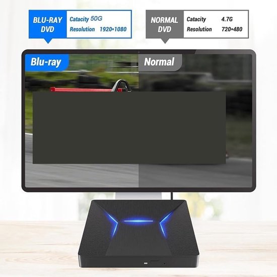 Externe DVD Speler - Blu-Ray Station - Films Kijken - USB 3.0 Type-C - 2 MB Cache - Zwart — afbeelding 2