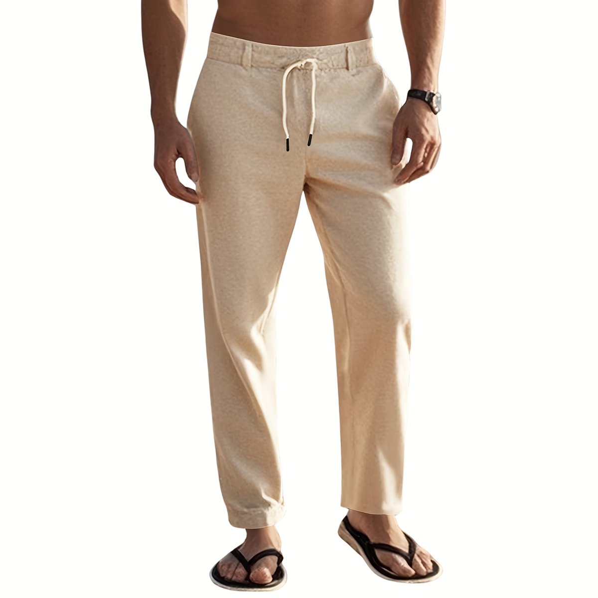 Currero Linnen Broek Heren - Zomerbroek - Volwassenen - Lange Broek - Pantalon - Strandbroek - Zomer - Ibiza Stijl - Khaki XL