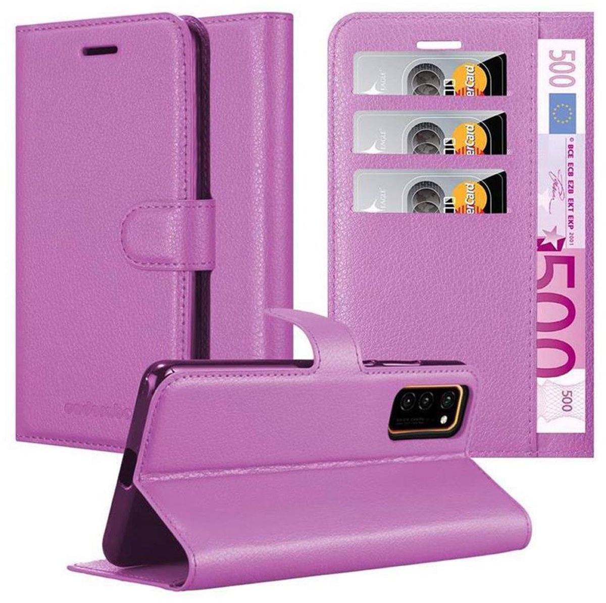Cadorabo Hoesje geschikt voor Honor View 30 in MANGAAN PAARS - Beschermhoes met magnetische sluiting, standfunctie en kaartvakje Book Case Cover Etui