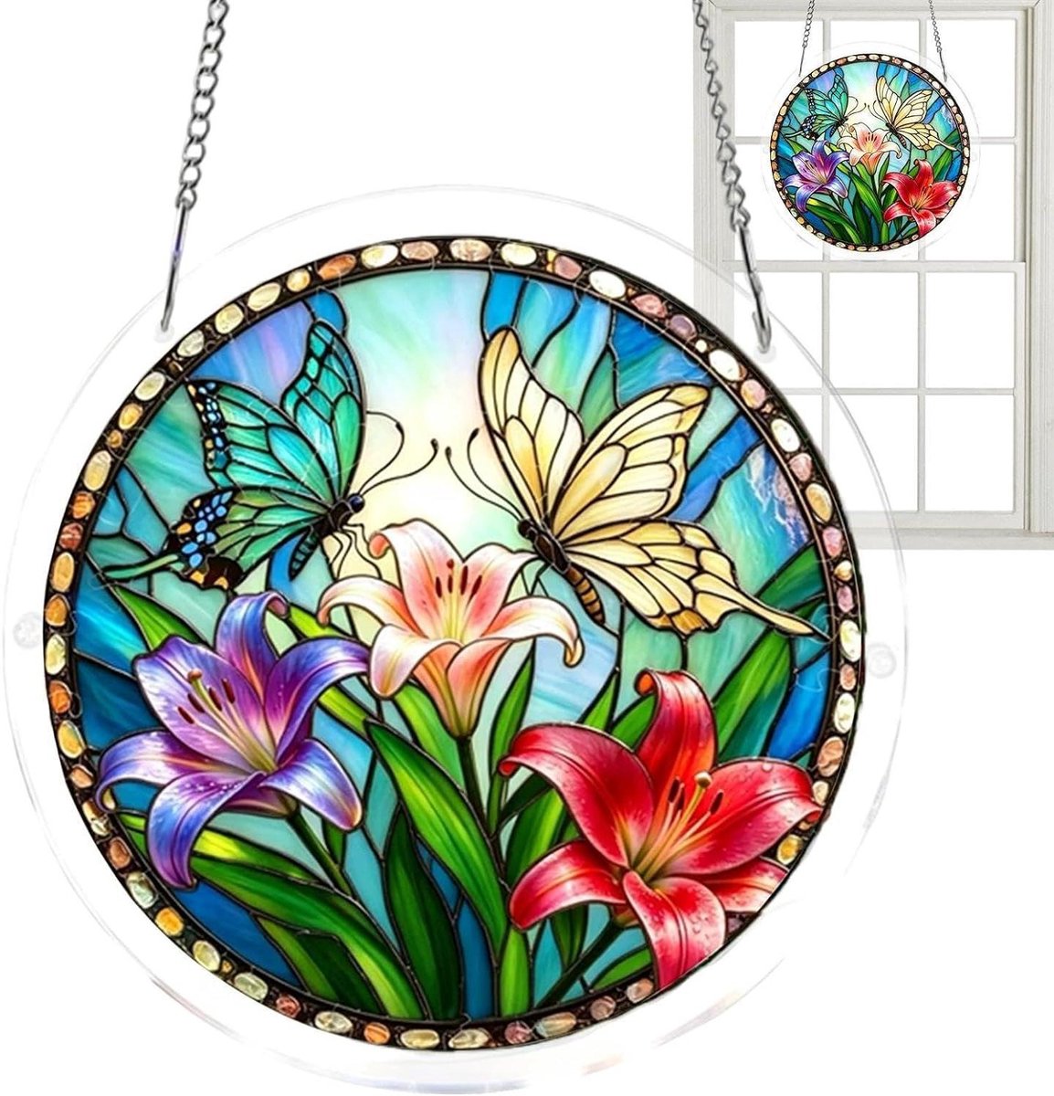 Acrylvanger - Dierenpuzzel - Raam decoreren - Veelkleurig design - 19 cm - Veelkleurig