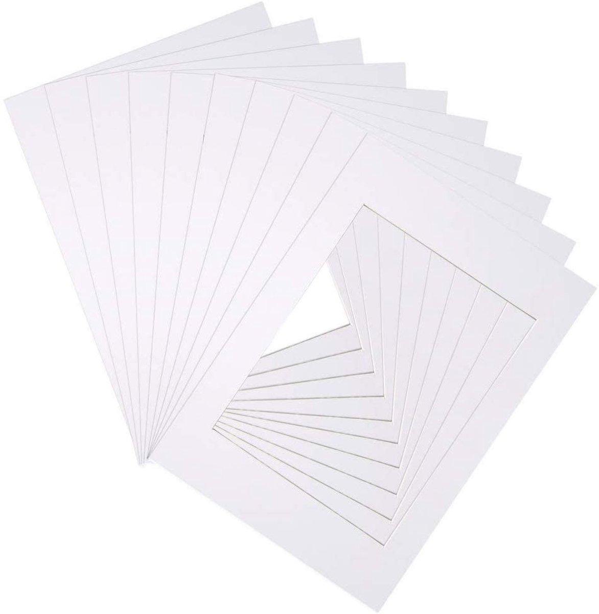 Dailygoods- Fotomatten Set van 10 - A3 Fotomatten - Wit Papier - Rectangulaire Fotomatten - Schilderkunst/Foto's - 1-1.1mm Dikte - Fotolijsten