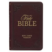 KJV Holy Bible, Mini Pocket Size, Faux Leather Red Letter Edition - Ribbon Marker, King James Version, Burgundy