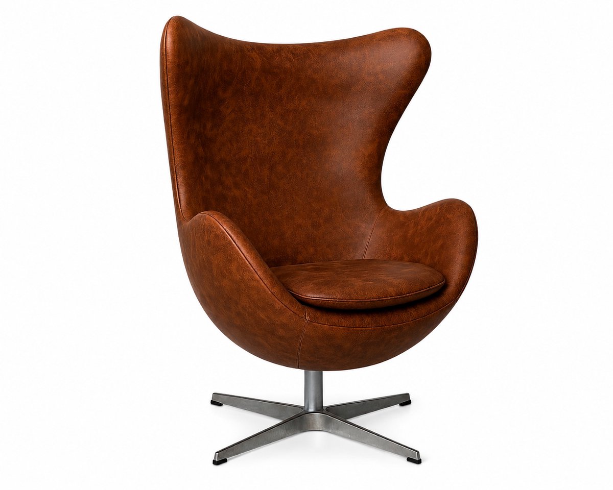 Oval Chair - Vintage Bruin - Fauteuil - Stoel - Draaifauteuil - Leer